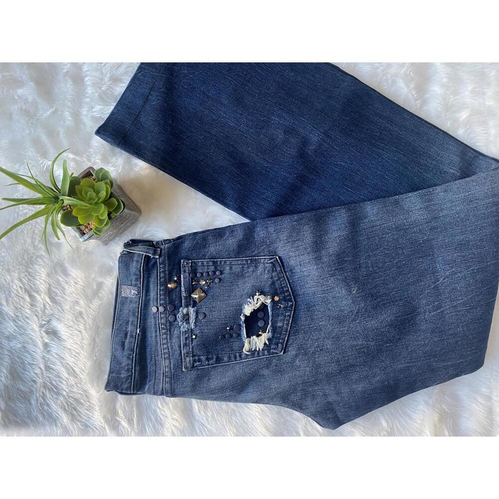 Just Black Women's Distressed Dark Wash Jeans
